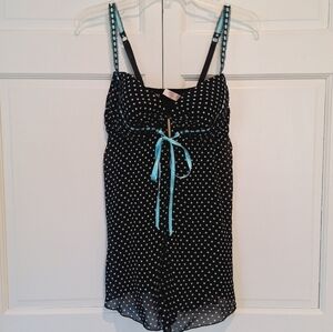 Cacique polka dot babydoll negligee with thong - NWOT